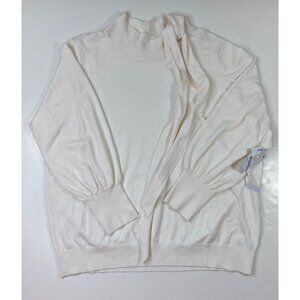 Liz Claiborne Womens Cream Knit Crew Neck Long Sleeve Pullover Sweater Size XXL